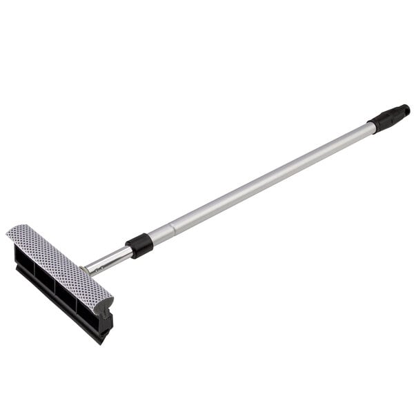 A black and silver Commercial Zone Auto Windshield Squeegee with a long handle.