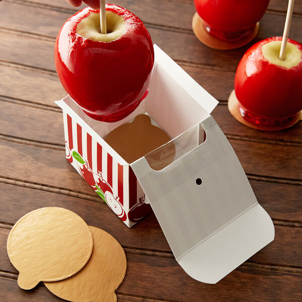 Baker's Mark Printed 1Piece Candy Apple Box with Window 100/Case
