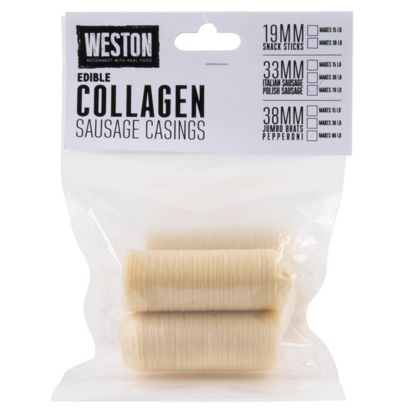 Weston 19-0102-W 33mm Collagen Sausage Casing - Makes 70 lb.