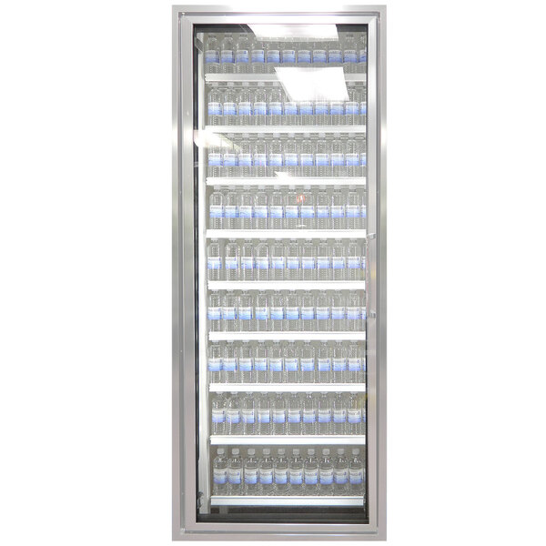 Styleline CL2472-LT Classic Plus 24" x 72" Walk-In Freezer Merchandiser Door with Shelving - Anodized Satin Silver, Left Hinge