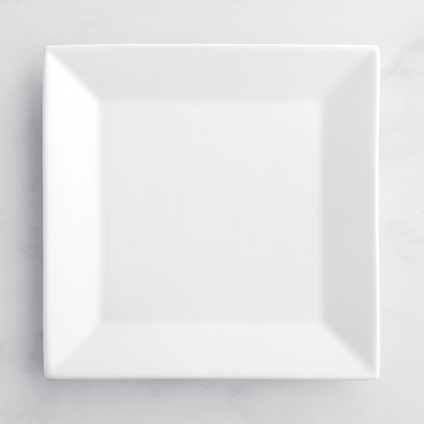Acopa 10" Bright White Square Porcelain Plate - 3/Pack