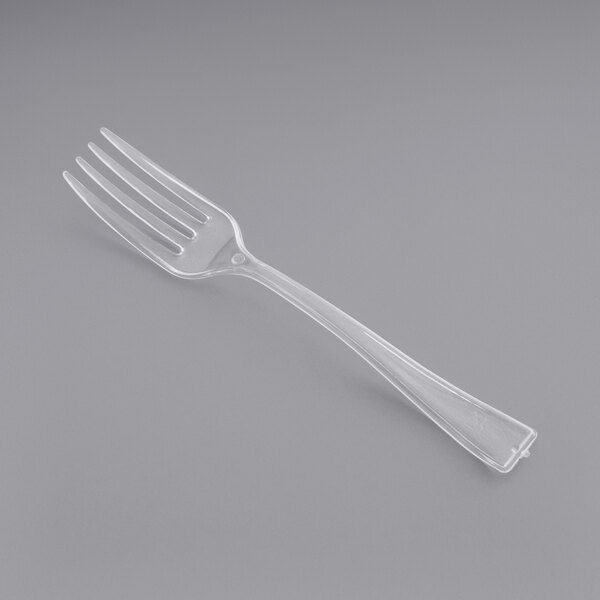 Visions 4 Clear Plastic Tasting Fork - 50/Pack