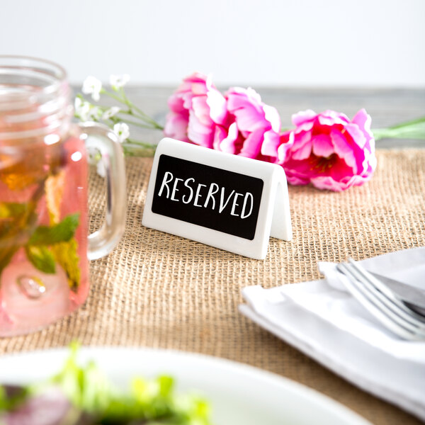 Acopa 3 1/2" x 2" Double Sided Ceramic Dry Erase Table Tent Sign