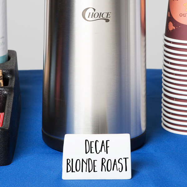 Acopa 3 1/2" x 2" Double Sided Ceramic Dry Erase Table Tent Sign