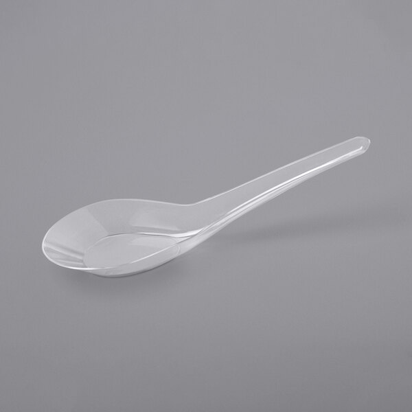 Visions 5 1/2" Clear Plastic Asian Soup Spoon 50/Pack
