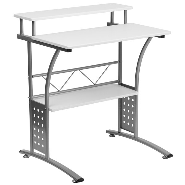 Flash Furniture NAN-CLIFTON-WH-GG White Laminate Computer Desk with Metal Frame - 28" x 23" x 33"