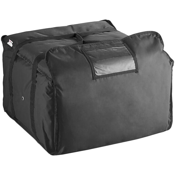ServIt Insulated Pizza Delivery Bag Black Soft-Sided Heavy-Duty Nylon 22 1/2" x 22 1/2" x 14" - Holds Up To (6) 16", (5) 18", or (4) 20" Pizza Boxes