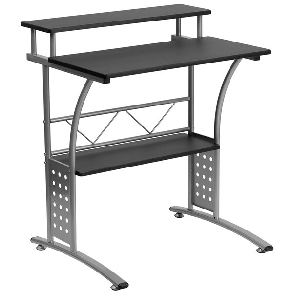 Flash Furniture NAN-CLIFTON-BK-GG Black Laminate Computer Desk with Metal Frame - 28" x 23" x 33"