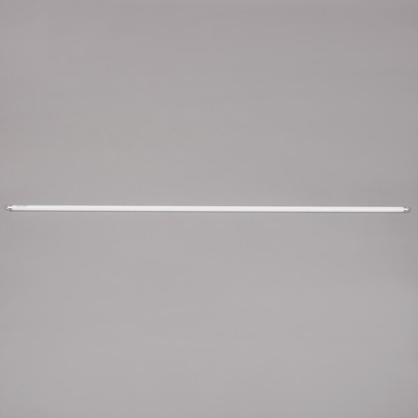A Satco T5 fluorescent light bulb in a white light fixture.