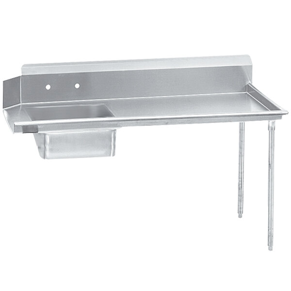 A stainless steel Advance Tabco dishtable with a right drainboard.