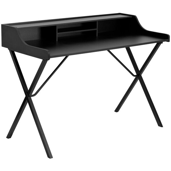 Flash Furniture NAN-2124-GG Black Laminate Computer Desk with Top Shelf - 47" x 24" x 35"