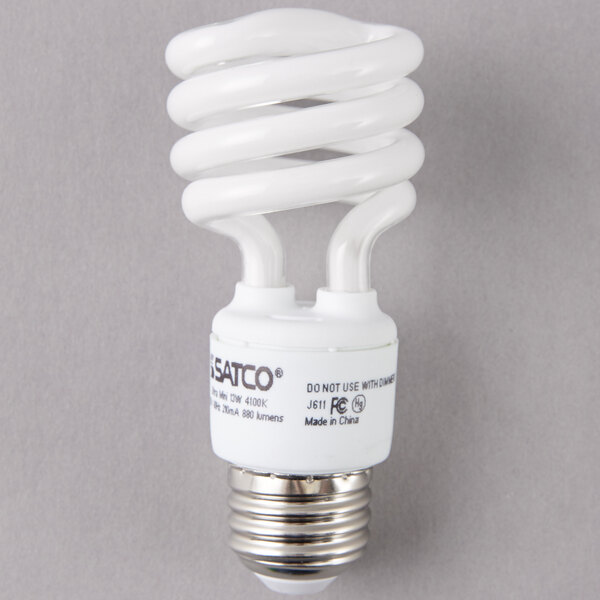 Satco S7218 13 Watt (60 Watt Equivalent) Cool White Mini Spiral Compact Fluorescent Light Bulb - 120V (T2)