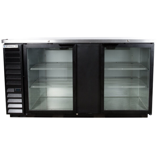BeverageAir BB68HC1GB 69" Black Counter Height Glass Door Back Bar