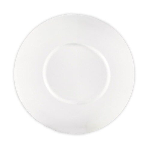 CAC PS-16 Paris French Elite 10" Bone White Porcelain Flat Plate with Wide Rim - 12/Case