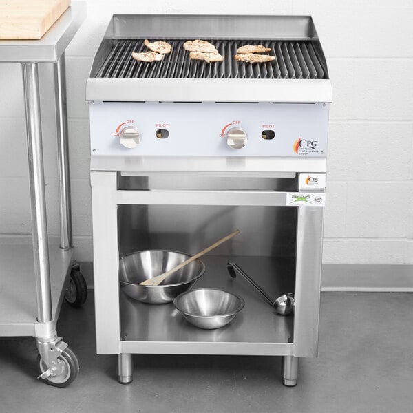 Cooking Performance Group 24CBRSBNL Natural Gas 24" Radiant Charbroiler with Storage Base - 80,000 BTU