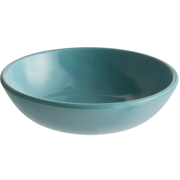 An Elite Global Solutions Cottage Vintage California Cameo Blue Melamine Bowl with white accents.