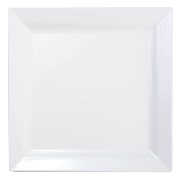 A white square plate with a white border.