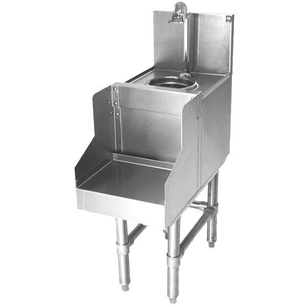 A stainless steel Eagle Group underbar blender station with sink and faucet.