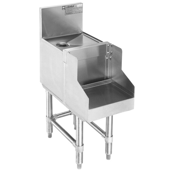 A stainless steel Eagle Group underbar blender station with a drainboard.