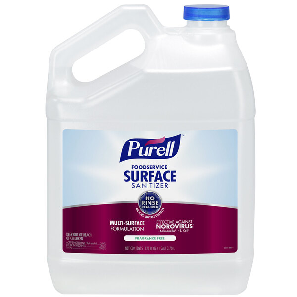 Purell 4341-04 1 Gallon / 128 oz. Fragrance-Free Foodservice Surface Sanitizer - 4/Case