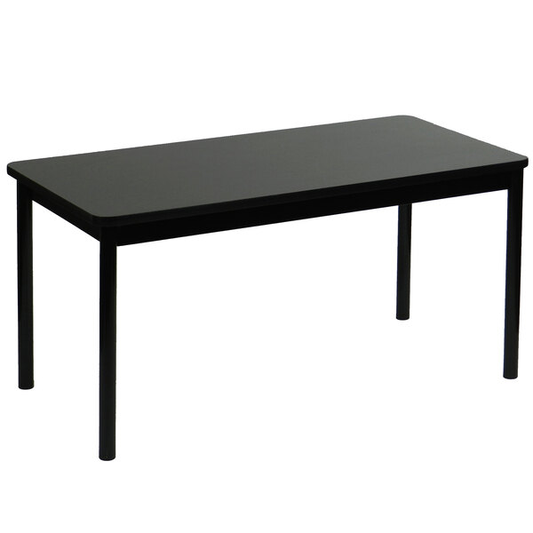 Correll 24" x 48" Black Granite Library Table - 29" Height