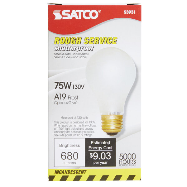 Satco S3931 75 Watt Frosted Shatterproof Finish Incandescent Rough ...