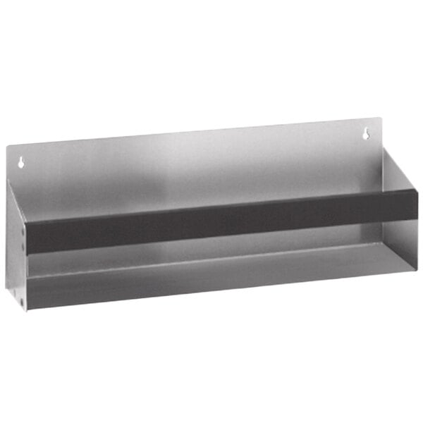 A stainless steel Eagle Group speed rail shelf with black trim.