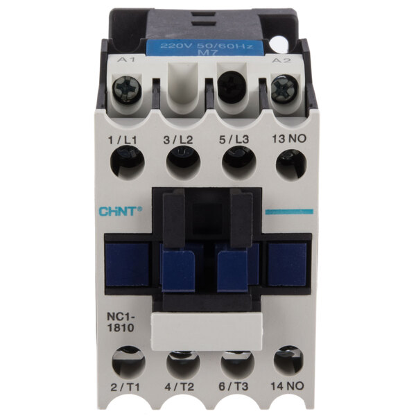 An Avantco AC contactor with three switches.