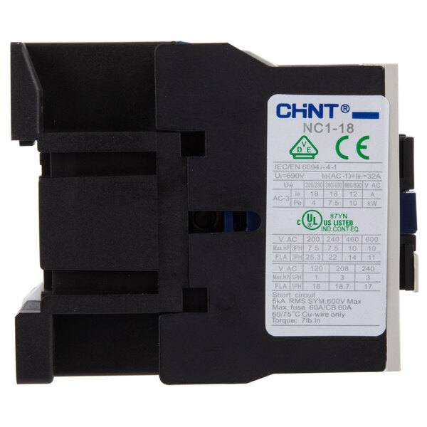 An Avantco AC contactor with a white label.