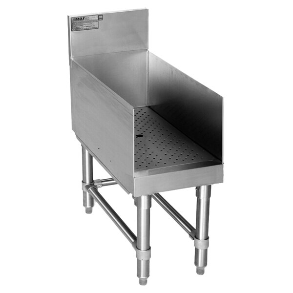 A stainless steel Eagle Group recessed bar drainboard.