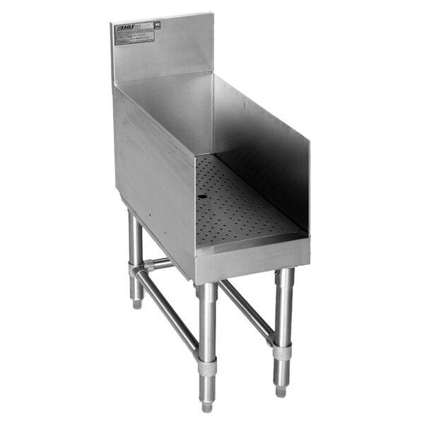 A stainless steel Eagle Group recessed bar drainboard.