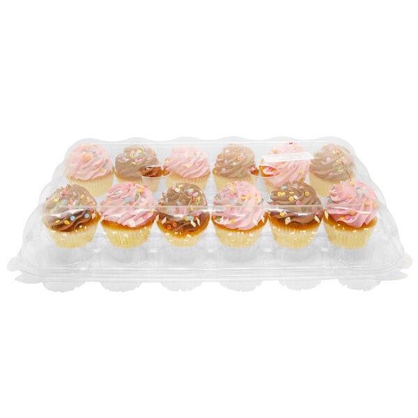 24 Compartment Clear High Dome Cupcake Container - 50/Case