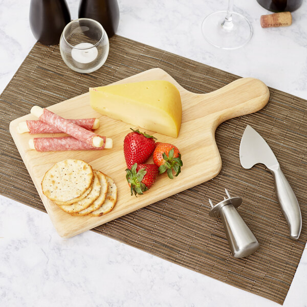 3 Piece Hard Cheese Knife and Board Set with Button Clincher