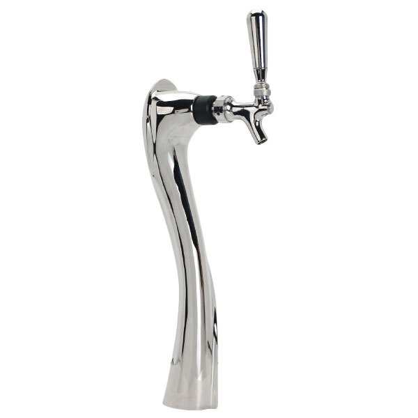 A silver chrome Micro Matic beer tap with a black handle.