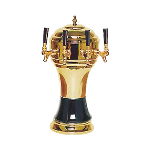 A Micro Matic Zeus brass black beer dispenser with four taps.