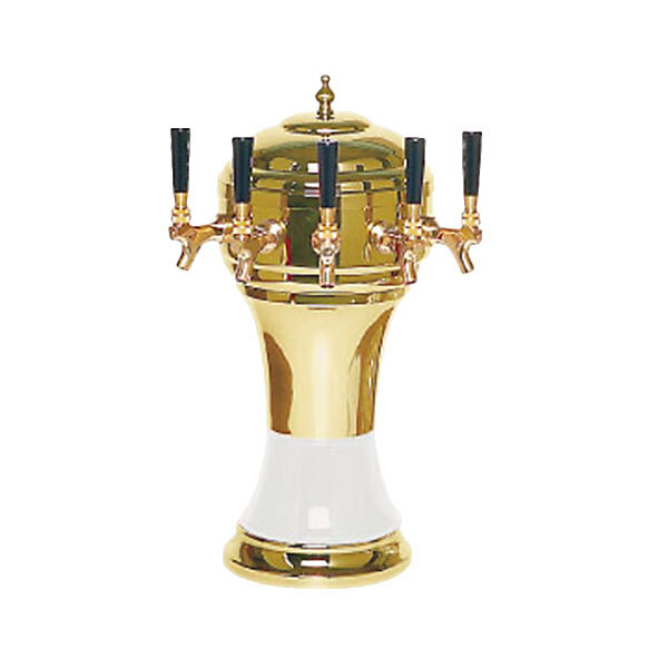 Micro Matic CT901-5BR Zeus Brass White Air Cooled 5 Tap Tower