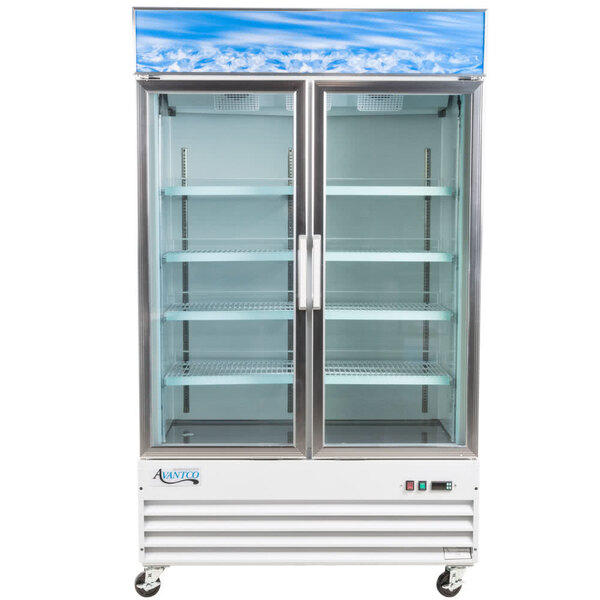 Avantco GDC-40F-HC 49 1/4" White Swing Glass Door Merchandiser Freezer with LED Lighting