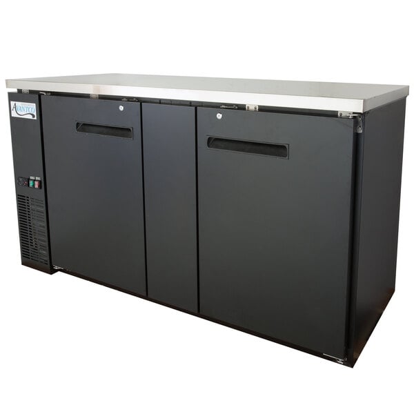 Avantco UBB-3-HC 69" Black Counter Height Solid Door Back Bar Refrigerator with LED Lighting
