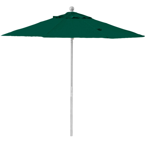 Grosfillex 98272031 7 1/2' Forest Green Round Push Up Umbrella with 1 1/2" Aluminum Pole