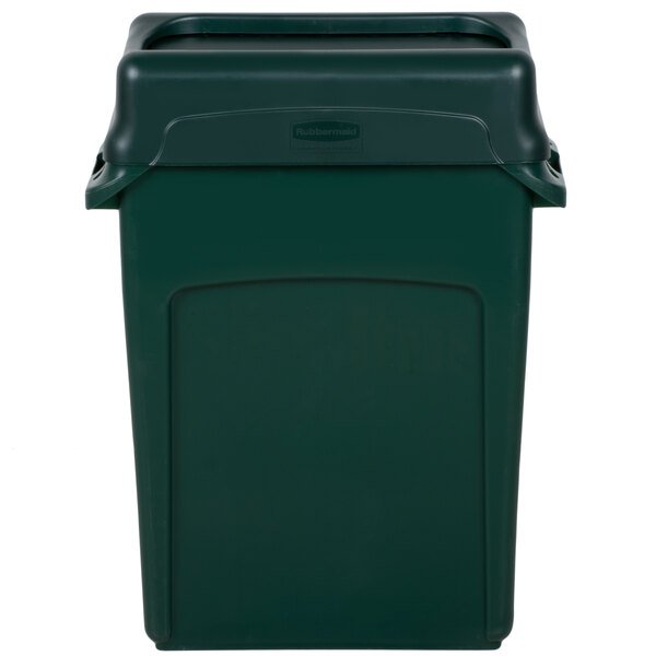 Rubbermaid Slim Jim 64 Qt. / 16 Gallon Green Rectangular Trash Can with