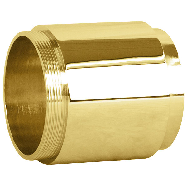 A shiny gold threaded tube.