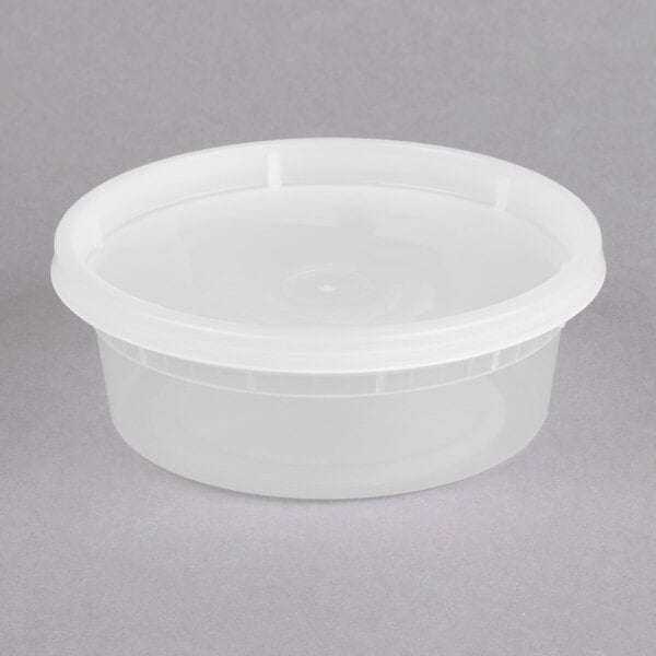 50 x 8oz Microwave Safe Plastic Round Food Containers Tubs With Lids 