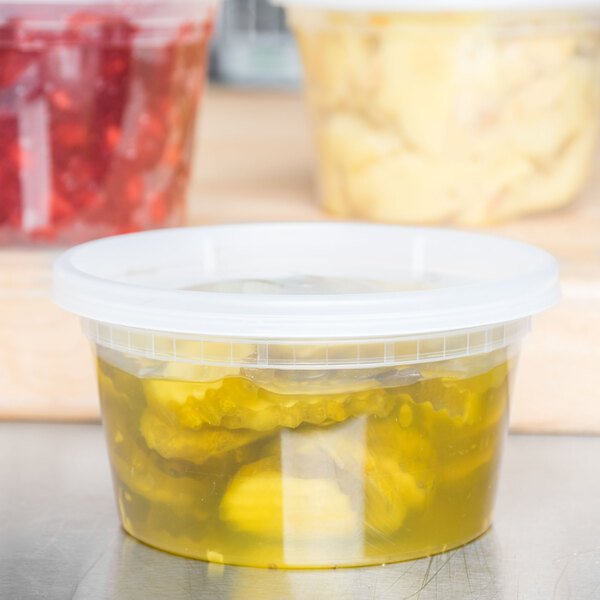 ChoiceHD 12 oz. Microwavable Translucent Plastic Deli Container and Lid Combo Pack - 240/Case