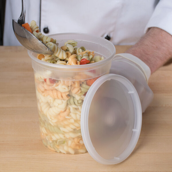 Plastic Soup Food Grade Disposable Containers Take Out w/Lids Microwaveable 