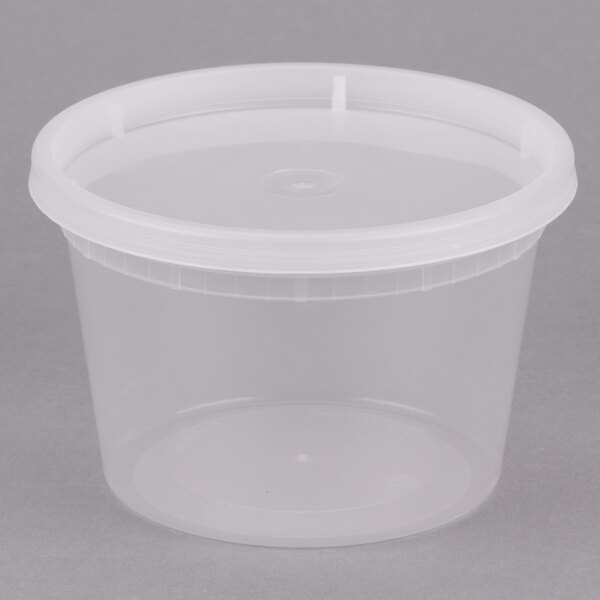 Round Food Containers Plastic Clear Storage Tubs with Deli Pots Sauce Disposable 