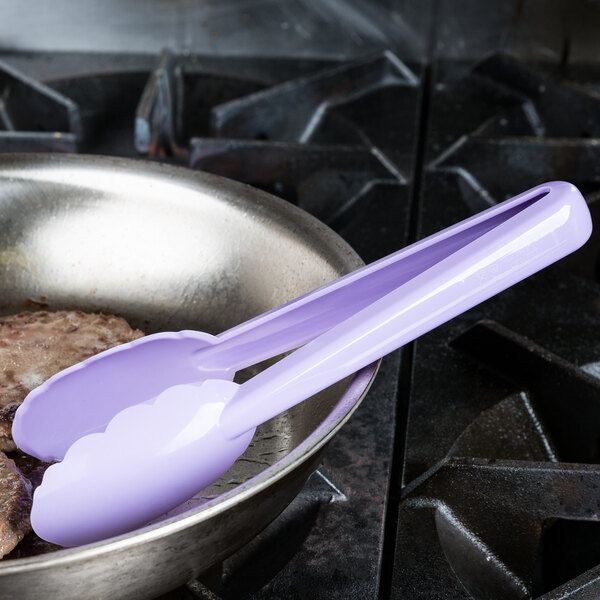 Mercer Culinary M35100PU Hell's Tools® 9 1/2" Purple High Temperature Plastic Tongs
