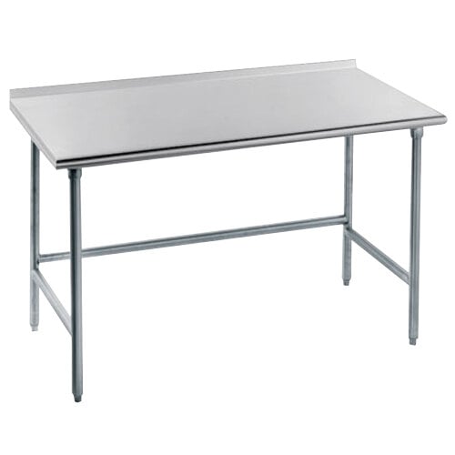 Advance Tabco TFMG-306 30" x 72" 16 Gauge Open Base Stainless Steel Commercial Work Table with 1 1/2" Backsplash