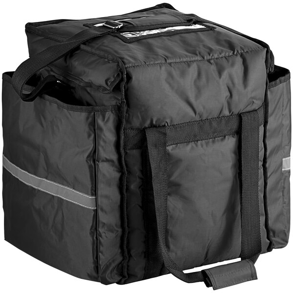 ServIt Black Nylon Heavy-Duty Insulated Soft-Sided Food Delivery Bag ...