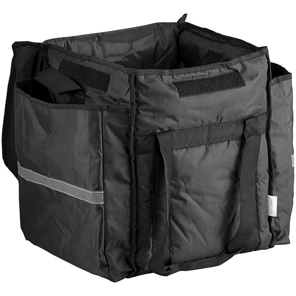 ServIt Black Nylon Heavy-Duty Insulated Soft-Sided Food Delivery Bag ...