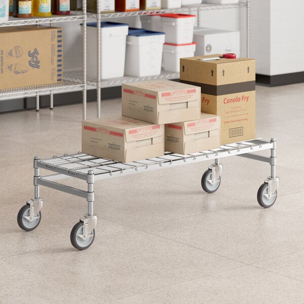 Regency 18" x 48" Heavy-Duty Mobile Chrome Dunnage Rack with Mat